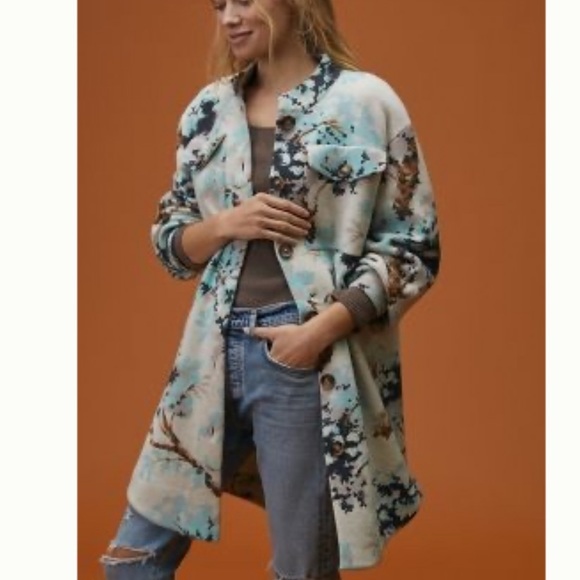 Anthropologie Jackets & Blazers - 🎉SATURDAY SALE🎉Anthropologie Wool Sweater Coat in Blue Motif